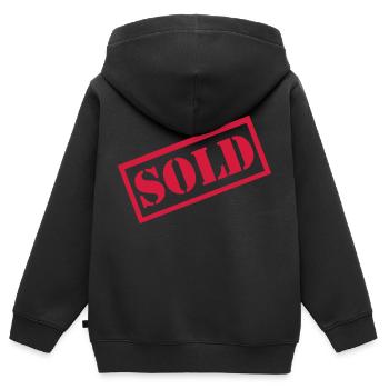 Sold - vergeben - Kinder Premium Organic Zip Hoodie - Schwarz - Hinten - AI Model Kid Male (0cm)