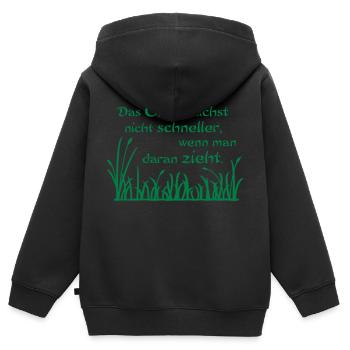 Das Gras wächst nicht schneller - Kinder Premium Organic Zip Hoodie - Schwarz - Hinten - AI Model Kid Male (0cm)