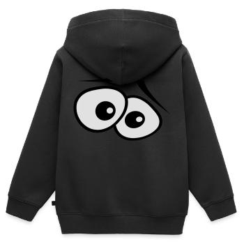 angstaugen_2c - Sweat Premium à capuche zippé enfant bio - noir - Dos - AI Model Kid Male (0cm)