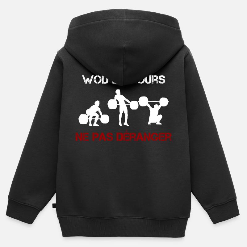 T-shirt OQP Blanc - dos - Sweat Premium à capuche zippé enfant bio - noir