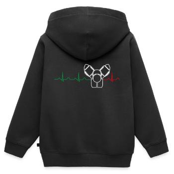 Moto Guzzi Heartbeat Italia 2 - Kinder Premium Organic Zip Hoodie - Schwarz - Hinten - AI Model Kid Male (0cm)