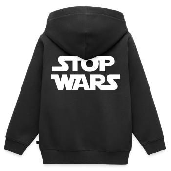 Stop Wars (blanc) - Sweat Premium à capuche zippé enfant bio - noir - Dos - AI Model Kid Male (0cm)