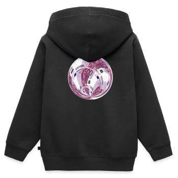 billet de 500 euros - Sweat Premium à capuche zippé enfant bio - noir - Dos - AI Model Kid Male (0cm)