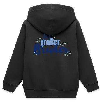 Bald grosser Bruder blau - Kinder Premium Organic Zip Hoodie - Schwarz - Hinten - AI Model Kid Male (0cm)