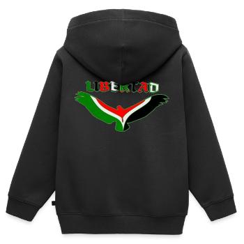Aigle de Palestine. - Sweat Premium à capuche zippé enfant bio - noir - Dos - AI Model Kid Male (0cm)