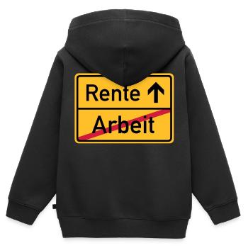 ortsschild_arbeit_rente__f3 - Sweat Premium à capuche zippé enfant bio - noir - Dos - AI Model Kid Male (0cm)