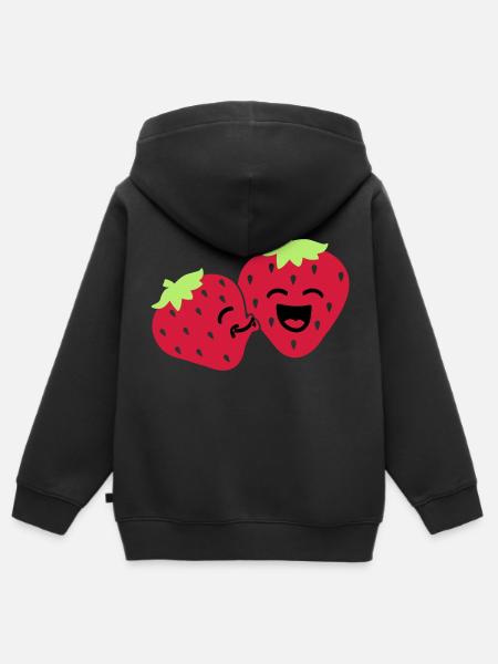 strawberry kiss - Kids Premium Organic Zip-up Hoodie - black
