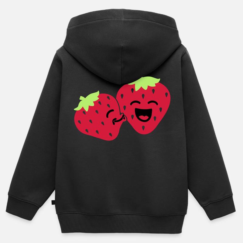 strawberry kiss - Sweat Premium à capuche zippé enfant bio - noir