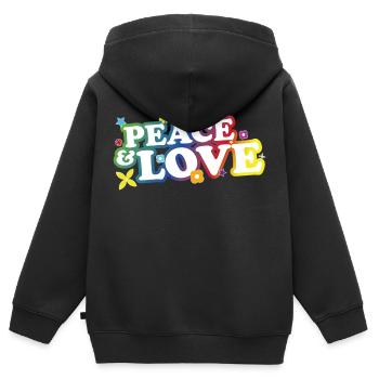 peace & love - Sweat Premium à capuche zippé enfant bio - noir - Dos - AI Model Kid Male (0cm)