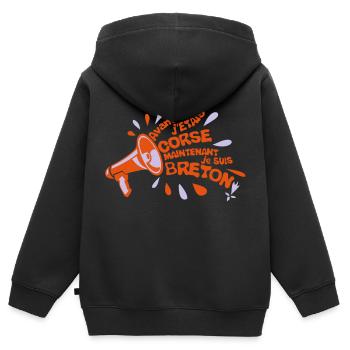 avant corse maintenant breton megaphone - Sweat Premium à capuche zippé enfant bio - noir - Dos - AI Model Kid Male (0cm)