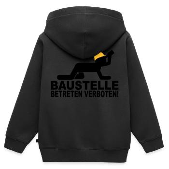 baustelle betreten verboten - Kinder Premium Organic Zip Hoodie - Schwarz - Hinten - AI Model Kid Male (0cm)