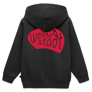 Parce que la ville - Sweat Premium à capuche zippé enfant bio - noir - Dos - AI Model Kid Male (0cm)
