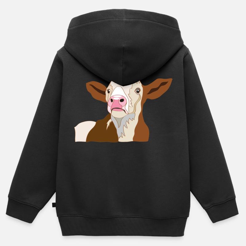 Kälbchen - Kinder Premium Organic Zip Hoodie - Schwarz