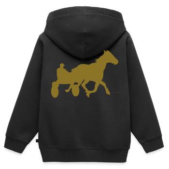 Pferderennen Pferderennen horse8 jocke - Kinder Premium Organic Zip Hoodie - Schwarz - Hinten - AI Model Kid Male (0cm)