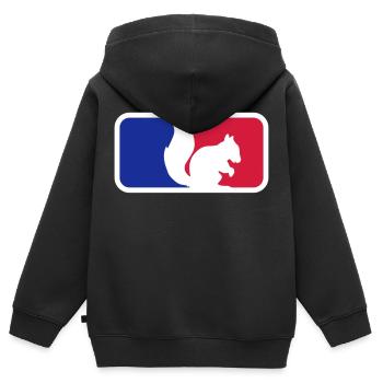 sport rot blau logo schwarz eichhoernchen nagetier - Kinder Premium Organic Zip Hoodie - Schwarz - Hinten - AI Model Kid Male (0cm)