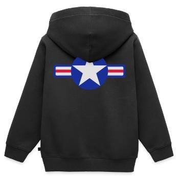 usa Armee - Kinder Premium Organic Zip Hoodie - Schwarz - Hinten - AI Model Kid Male (0cm)