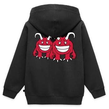 paar liebe verliebt paerchen 2 freunde daemon teuf - Kinder Premium Organic Zip Hoodie - Schwarz - Hinten - AI Model Kid Male (0cm)