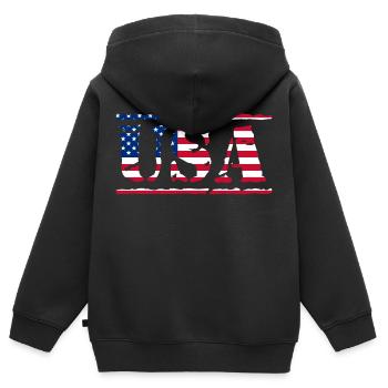 usa - Kinder Premium Organic Zip Hoodie - Schwarz - Hinten - AI Model Kid Male (0cm)