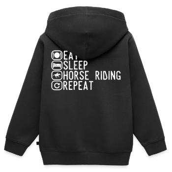 Manger dormir endormi cadeau répété - Sweat Premium à capuche zippé enfant bio - noir - Dos - AI Model Kid Male (0cm)