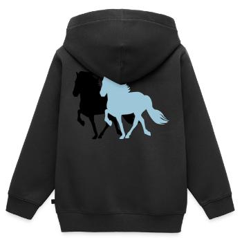 2 Tölter - Kinder Premium Organic Zip Hoodie - Schwarz - Hinten - AI Model Kid Male (0cm)