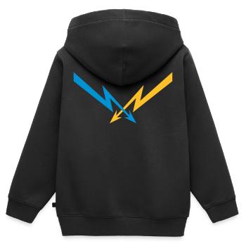 2 blitze muster elektrisch strom energie starkstro - Kinder Premium Organic Zip Hoodie - Schwarz - Hinten - AI Model Kid Male (0cm)