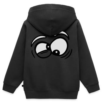 augen gucken schielen lachen grimasse verrückt cra - Kinder Premium Organic Zip Hoodie - Schwarz - Hinten - AI Model Kid Male (0cm)