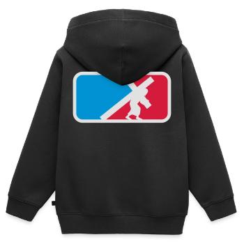 sport kreuz tragen kreuzigung schleppen schwer las - Kinder Premium Organic Zip Hoodie - Schwarz - Hinten - AI Model Kid Male (0cm)