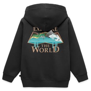 Karte & Tiere (Explore) - Kinder Premium Organic Zip Hoodie - Schwarz - Hinten - AI Model Kid Male (0cm)