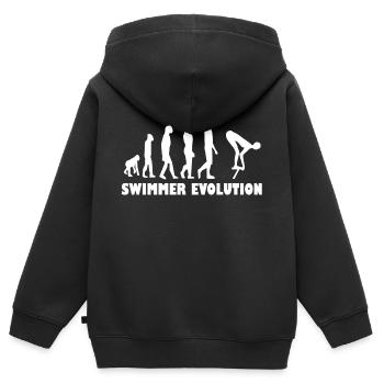 Schwimmer Evolution Brustschwimmen Kraulen Swimmer - Kinder Premium Organic Zip Hoodie - Schwarz - Hinten - AI Model Kid Male (0cm)