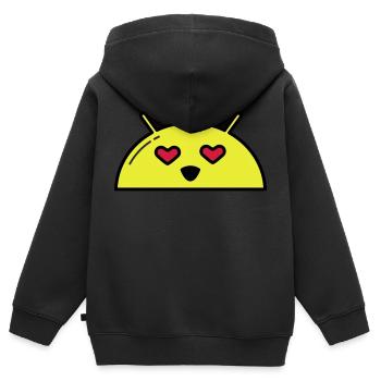 Love Alien Face Emoticon - Kids Premium Organic Zip-up Hoodie - black - Back - AI Model Kid Male (0cm)