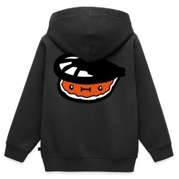 petite coquille suesse avec visage - Sweat Premium à capuche zippé enfant bio - noir - Dos - AI Model Kid Male (0cm)