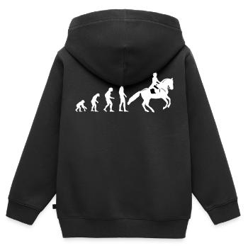 Evolution équitation - cheval - cavalier - cavalier - Sweat Premium à capuche zippé enfant bio - noir - Dos - AI Model Kid Male (0cm)
