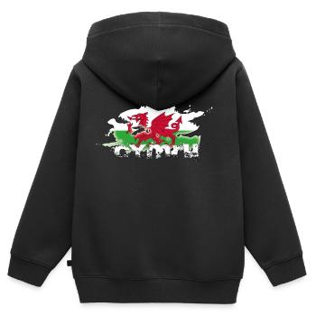 Wales Fanartikel - Kinder Premium Organic Zip Hoodie - Schwarz - Hinten - AI Model Kid Male (0cm)