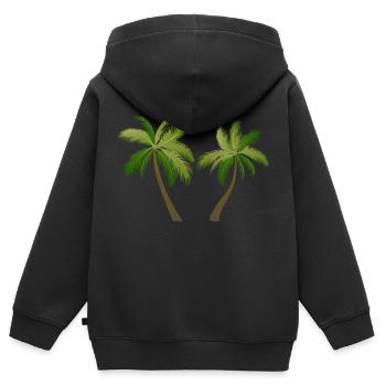 Palmen Baum Palmen - Kinder Premium Organic Zip Hoodie - Schwarz - Hinten - AI Model Kid Male (0cm)