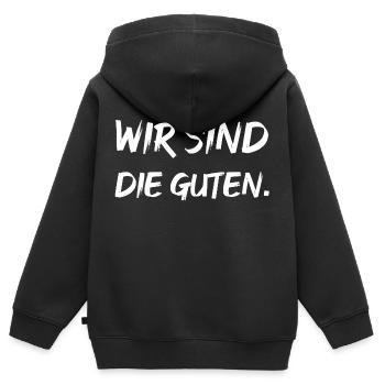 Wir sind die Guten. - Kinder Premium Organic Zip Hoodie - Schwarz - Hinten - AI Model Kid Male (0cm)
