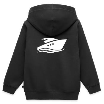schiff - Kinder Premium Organic Zip Hoodie - Schwarz - Hinten - AI Model Kid Male (0cm)