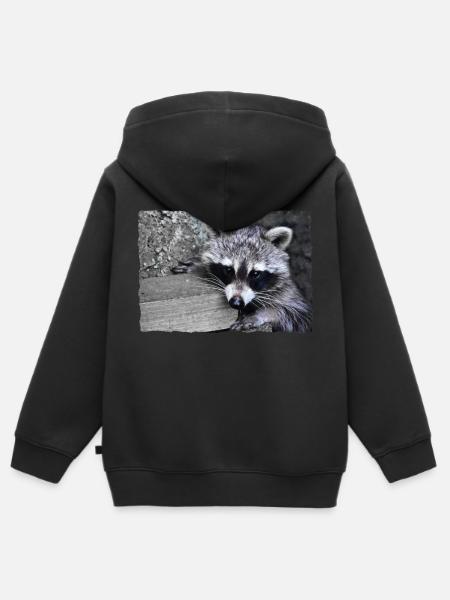 Niedlicher Waschbär - Kinder Premium Organic Zip Hoodie - Schwarz