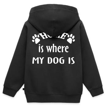 Chien chien - Sweat Premium à capuche zippé enfant bio - noir - Dos - AI Model Kid Male (0cm)