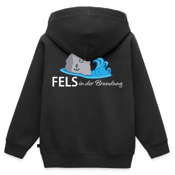 Held an der Küste (b) - Kinder Premium Organic Zip Hoodie - Schwarz - Hinten - AI Model Kid Male (0cm)