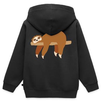 Faultier - Kinder Premium Organic Zip Hoodie - Schwarz - Hinten - AI Model Kid Male (0cm)