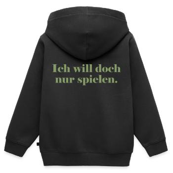 Ich will doch nur spielen - Kinder Premium Organic Zip Hoodie - Schwarz - Hinten - AI Model Kid Male (0cm)