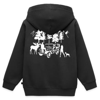 Auto - Kinder Premium Organic Zip Hoodie - Schwarz - Hinten - AI Model Kid Male (0cm)