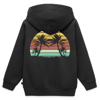 Palm - Palm trees - Beach - Kids Premium Organic Zip-up Hoodie - black - Back - AI Model Kid Male (0cm)