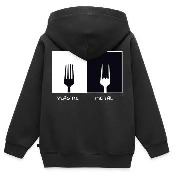Plastic Metal. Metal Fan Gabel Geschenk Musik - Kinder Premium Organic Zip Hoodie - Schwarz - Hinten - AI Model Kid Male (0cm)
