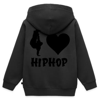 Ich Liebe Hip Hop Tänzer Musik Hiphop Liebhaber - Kinder Premium Organic Zip Hoodie - Schwarz - Hinten - AI Model Kid Male (0cm)