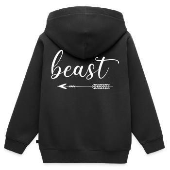 Beast Beauty Biest Beauty sort partenaire amour - Sweat Premium à capuche zippé enfant bio - noir - Dos - AI Model Kid Male (0cm)