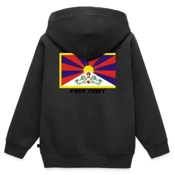 Free Tibet - Kinder Premium Organic Zip Hoodie - Schwarz - Hinten - AI Model Kid Male (0cm)