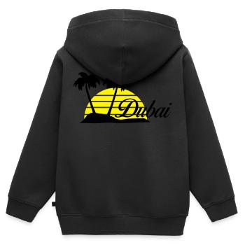 dubai - Sweat Premium à capuche zippé enfant bio - noir - Dos - AI Model Kid Male (0cm)