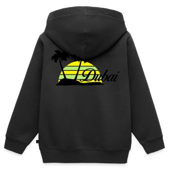 dubai - Sweat Premium à capuche zippé enfant bio - noir - Dos - AI Model Kid Male (0cm)