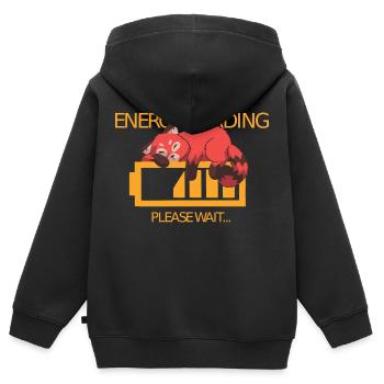Niedrige Energie roter Panda schlafend Comic - Kinder Premium Organic Zip Hoodie - Schwarz - Hinten - AI Model Kid Male (0cm)